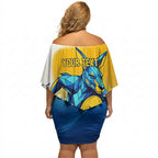 Personalised Australian Oztag Kangaroo Mascot Off Shoulder Short Dress Try Tag Triumph Australia Abstract Geometric