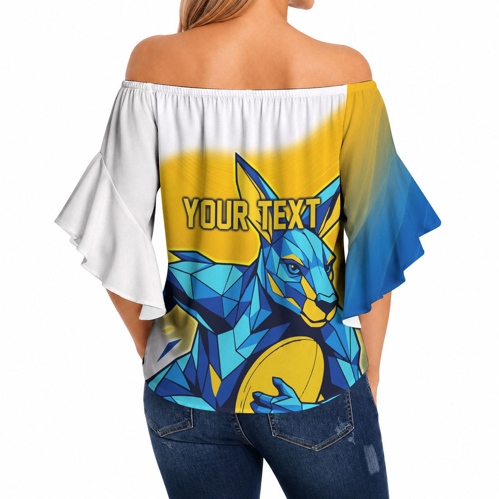 Personalised Australian Oztag Kangaroo Mascot Off Shoulder Wrap Waist Top Try Tag Triumph Australia Abstract Geometric