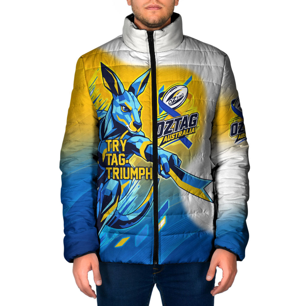 Personalised Australian Oztag Kangaroo Mascot Padded Jacket Try Tag Triumph Australia Abstract Geometric