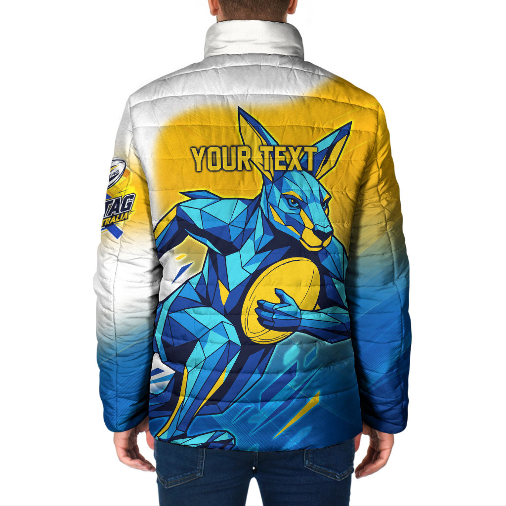 Personalised Australian Oztag Kangaroo Mascot Padded Jacket Try Tag Triumph Australia Abstract Geometric