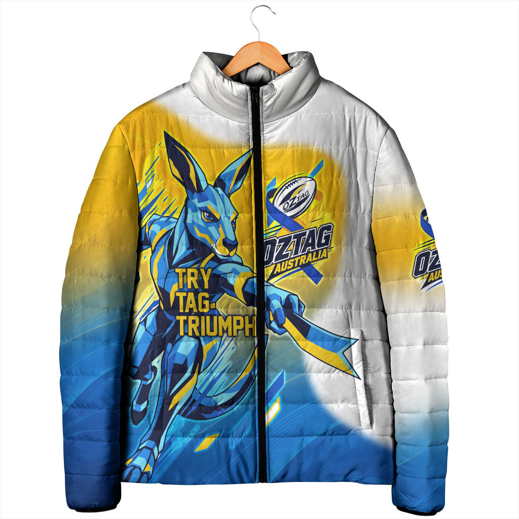 Personalised Australian Oztag Kangaroo Mascot Padded Jacket Try Tag Triumph Australia Abstract Geometric