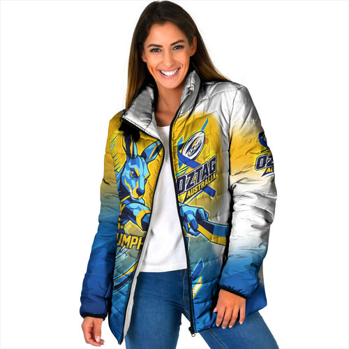 Personalised Australian Oztag Kangaroo Mascot Padded Jacket Try Tag Triumph Australia Abstract Geometric