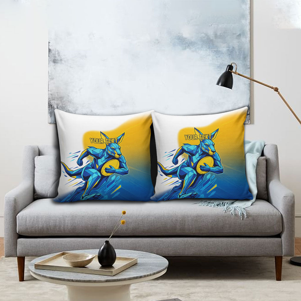 Personalised Australian Oztag Kangaroo Mascot Pillow Cover Try Tag Triumph Australia Abstract Geometric