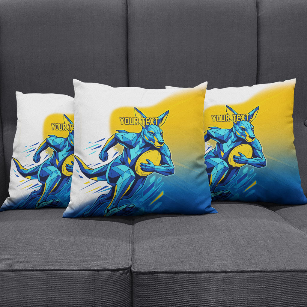 Personalised Australian Oztag Kangaroo Mascot Pillow Cover Try Tag Triumph Australia Abstract Geometric