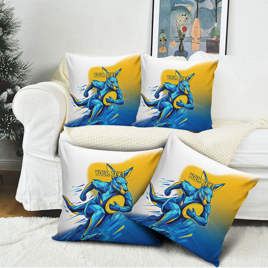 Personalised Australian Oztag Kangaroo Mascot Pillow Cover Try Tag Triumph Australia Abstract Geometric