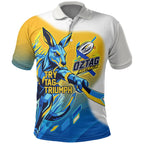 Personalised Australian Oztag Kangaroo Mascot Polo Shirt Try Tag Triumph Australia Abstract Geometric