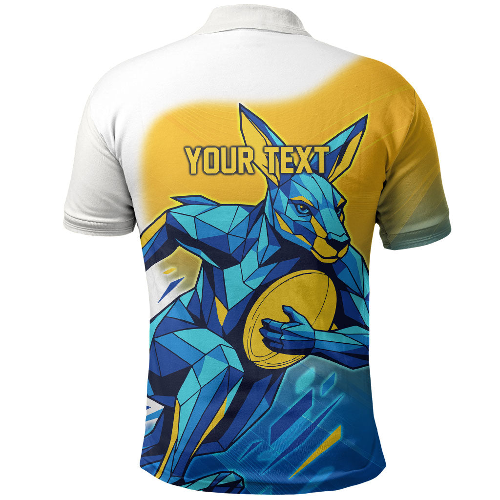 Personalised Australian Oztag Kangaroo Mascot Polo Shirt Try Tag Triumph Australia Abstract Geometric