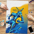 Personalised Australian Oztag Kangaroo Mascot Puzzle Try Tag Triumph Australia Abstract Geometric