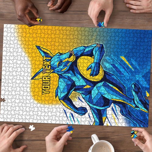 Personalised Australian Oztag Kangaroo Mascot Puzzle Try Tag Triumph Australia Abstract Geometric