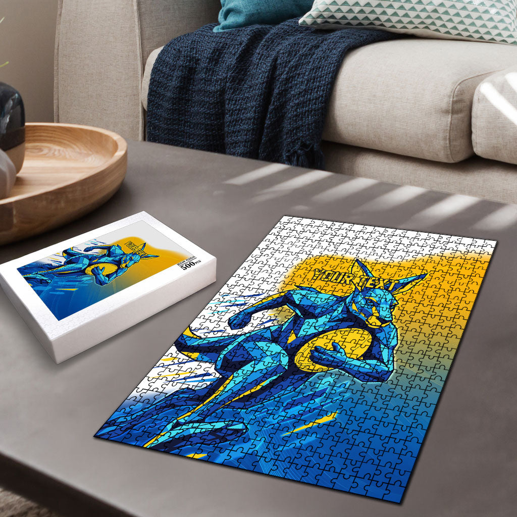 Personalised Australian Oztag Kangaroo Mascot Puzzle Try Tag Triumph Australia Abstract Geometric