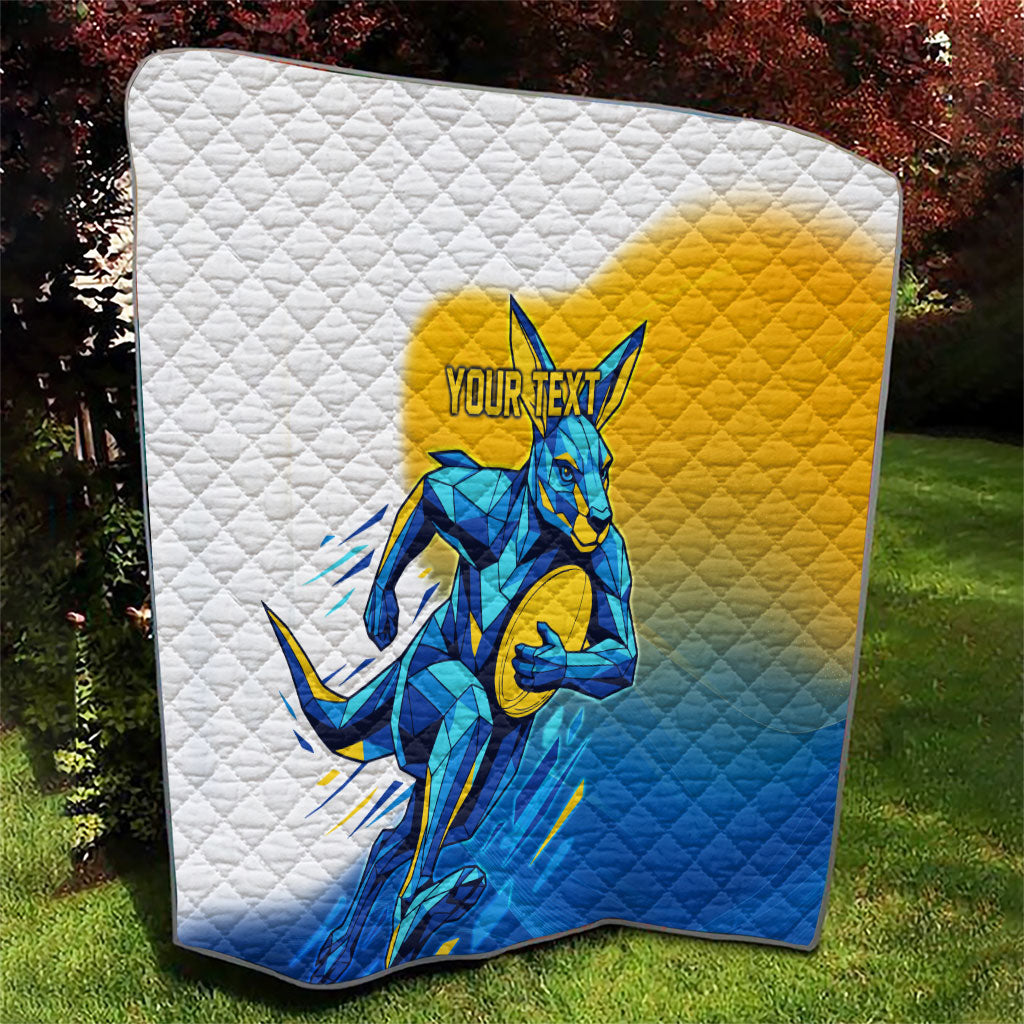 Personalised Australian Oztag Kangaroo Mascot Quilt Try Tag Triumph Australia Abstract Geometric