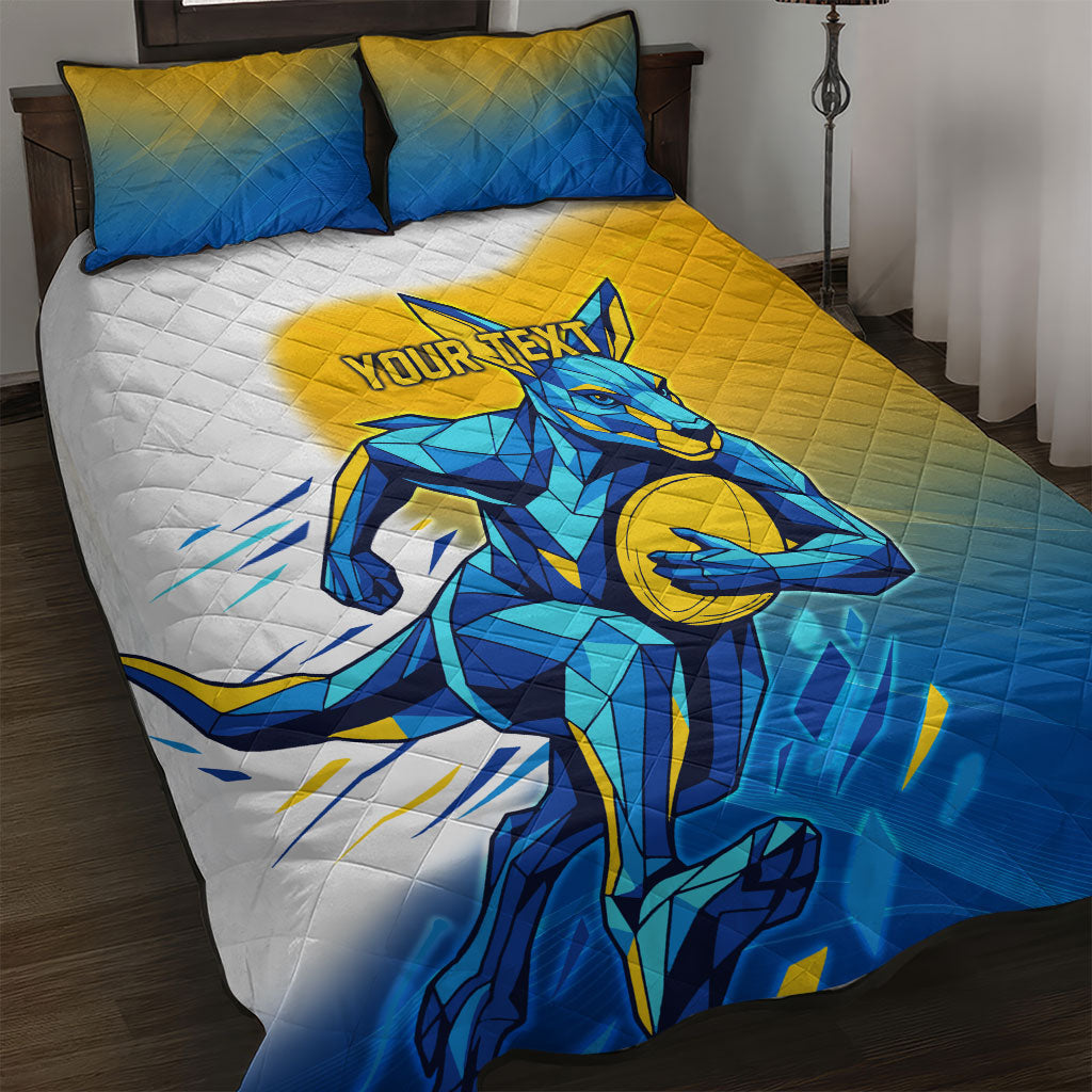 Personalised Australian Oztag Kangaroo Mascot Quilt Bed Set Try Tag Triumph Australia Abstract Geometric