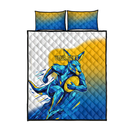 Personalised Australian Oztag Kangaroo Mascot Quilt Bed Set Try Tag Triumph Australia Abstract Geometric