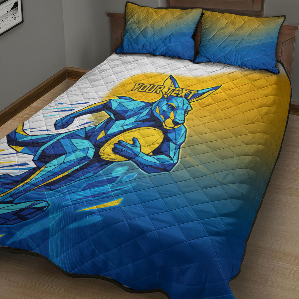 Personalised Australian Oztag Kangaroo Mascot Quilt Bed Set Try Tag Triumph Australia Abstract Geometric
