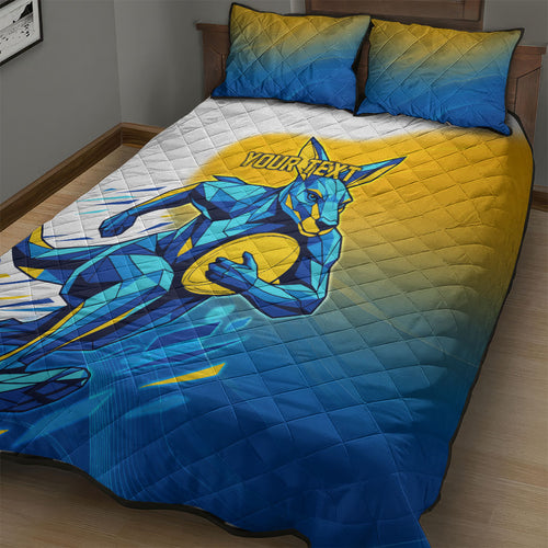Personalised Australian Oztag Kangaroo Mascot Quilt Bed Set Try Tag Triumph Australia Abstract Geometric