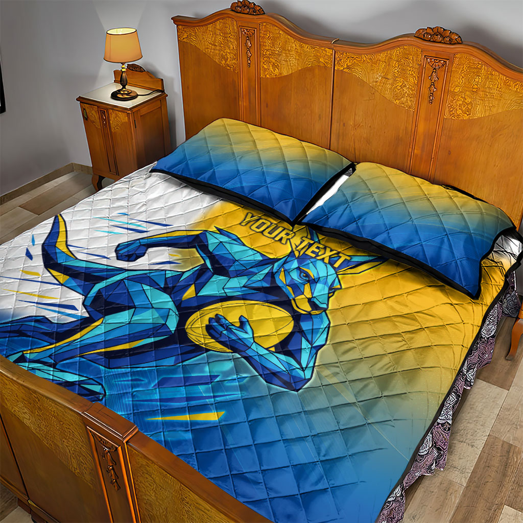 Personalised Australian Oztag Kangaroo Mascot Quilt Bed Set Try Tag Triumph Australia Abstract Geometric