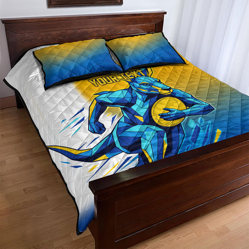 Personalised Australian Oztag Kangaroo Mascot Quilt Bed Set Try Tag Triumph Australia Abstract Geometric