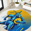 Personalised Australian Oztag Kangaroo Mascot Round Carpet Try Tag Triumph Australia Abstract Geometric