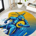 Personalised Australian Oztag Kangaroo Mascot Round Carpet Try Tag Triumph Australia Abstract Geometric