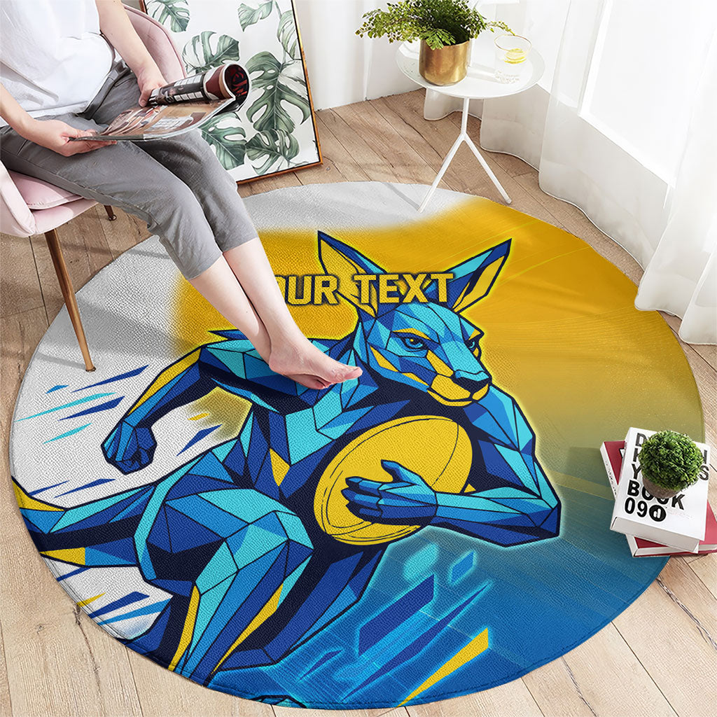 Personalised Australian Oztag Kangaroo Mascot Round Carpet Try Tag Triumph Australia Abstract Geometric