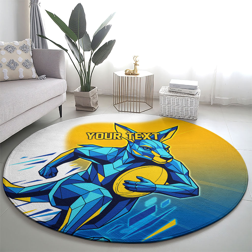 Personalised Australian Oztag Kangaroo Mascot Round Carpet Try Tag Triumph Australia Abstract Geometric