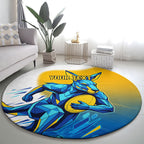 Personalised Australian Oztag Kangaroo Mascot Round Carpet Try Tag Triumph Australia Abstract Geometric