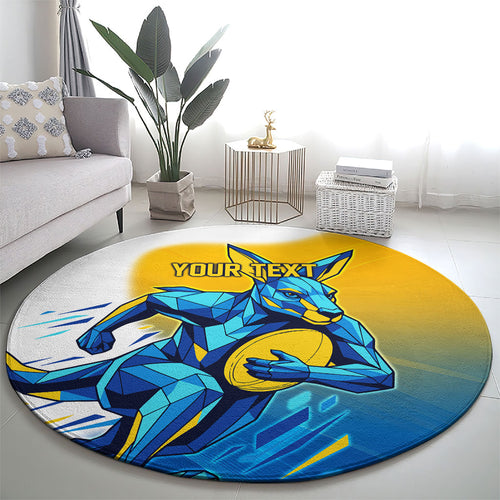 Personalised Australian Oztag Kangaroo Mascot Round Carpet Try Tag Triumph Australia Abstract Geometric