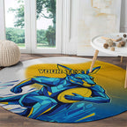 Personalised Australian Oztag Kangaroo Mascot Round Carpet Try Tag Triumph Australia Abstract Geometric
