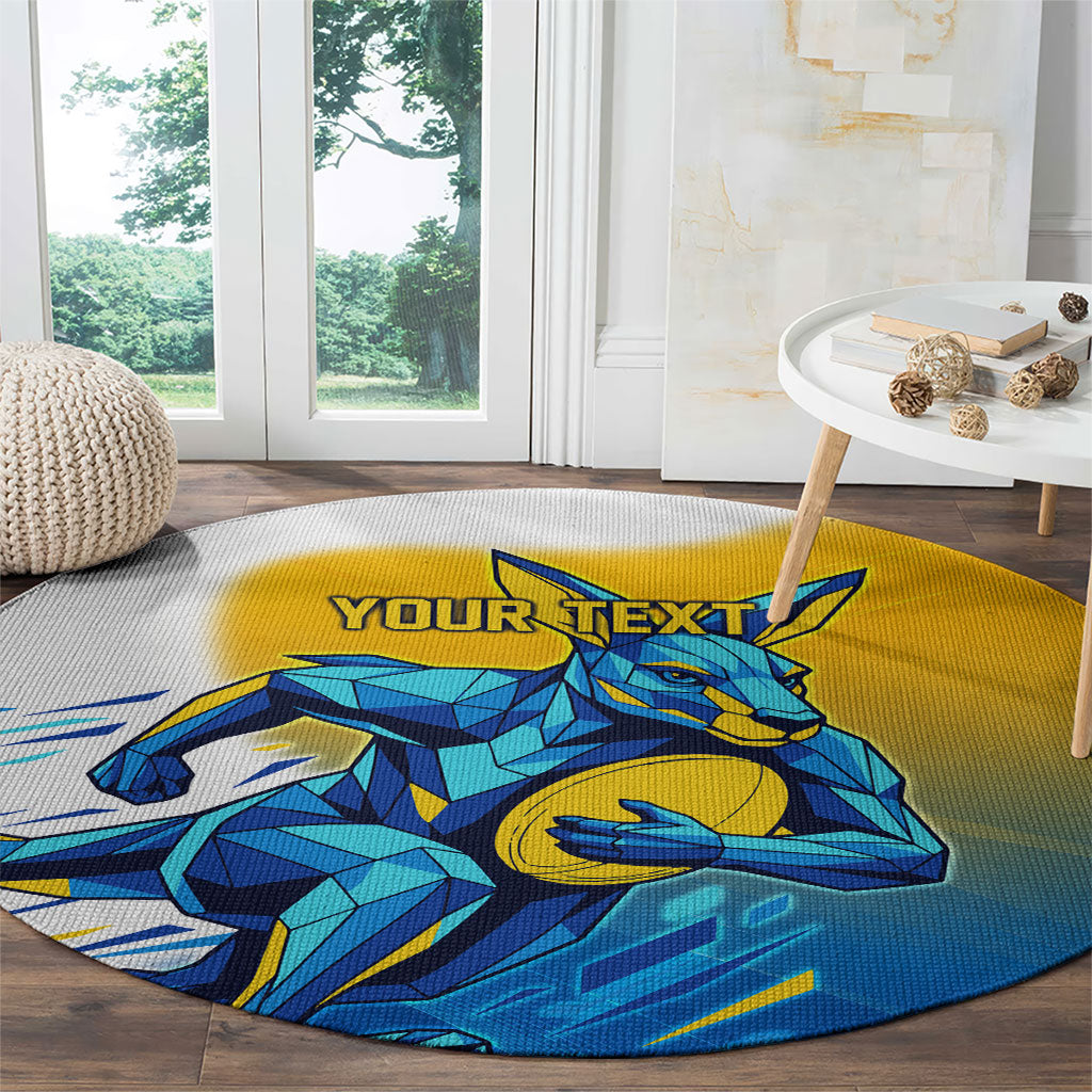 Personalised Australian Oztag Kangaroo Mascot Round Carpet Try Tag Triumph Australia Abstract Geometric