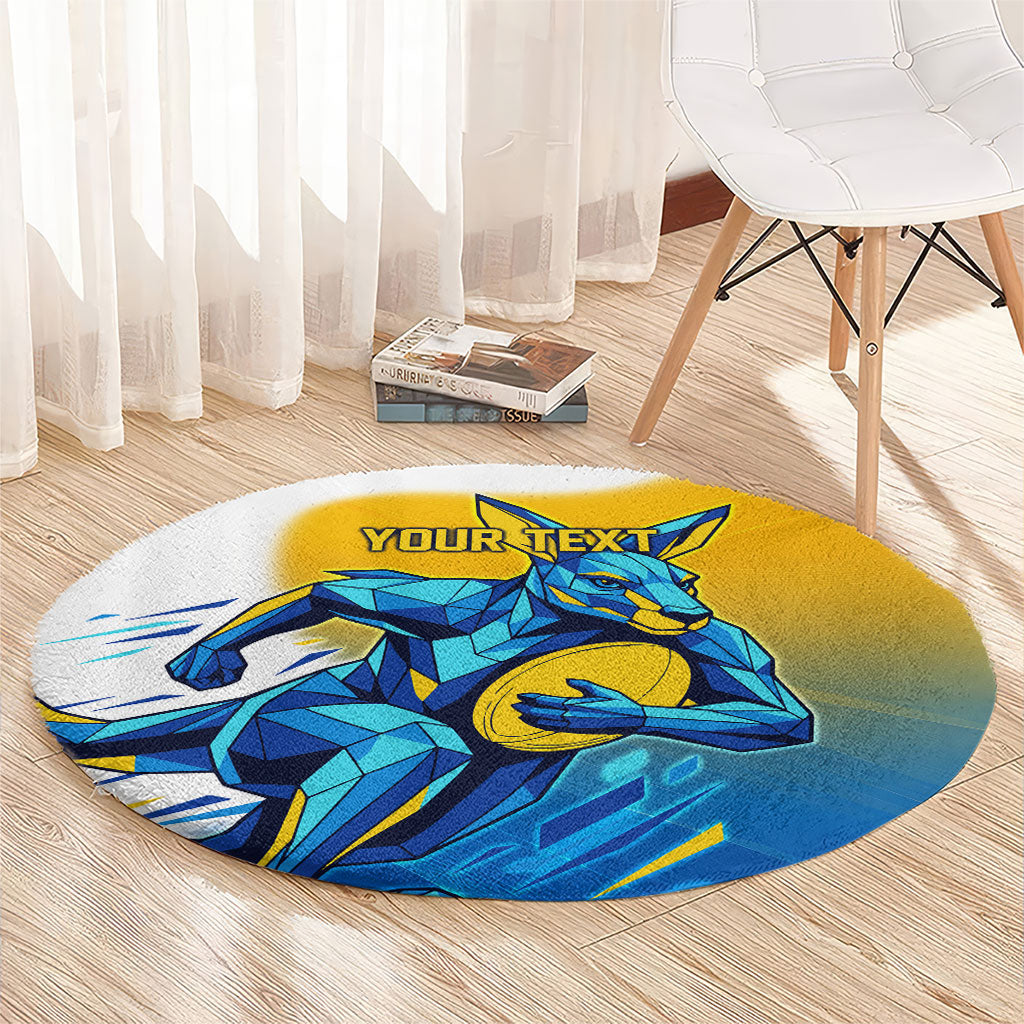 Personalised Australian Oztag Kangaroo Mascot Round Carpet Try Tag Triumph Australia Abstract Geometric