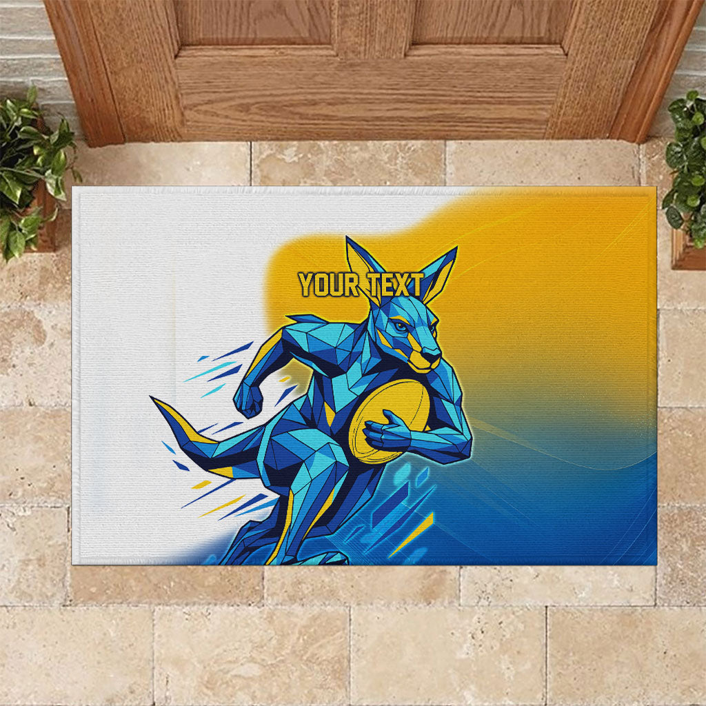 Personalised Australian Oztag Kangaroo Mascot Rubber Doormat Try Tag Triumph Australia Abstract Geometric