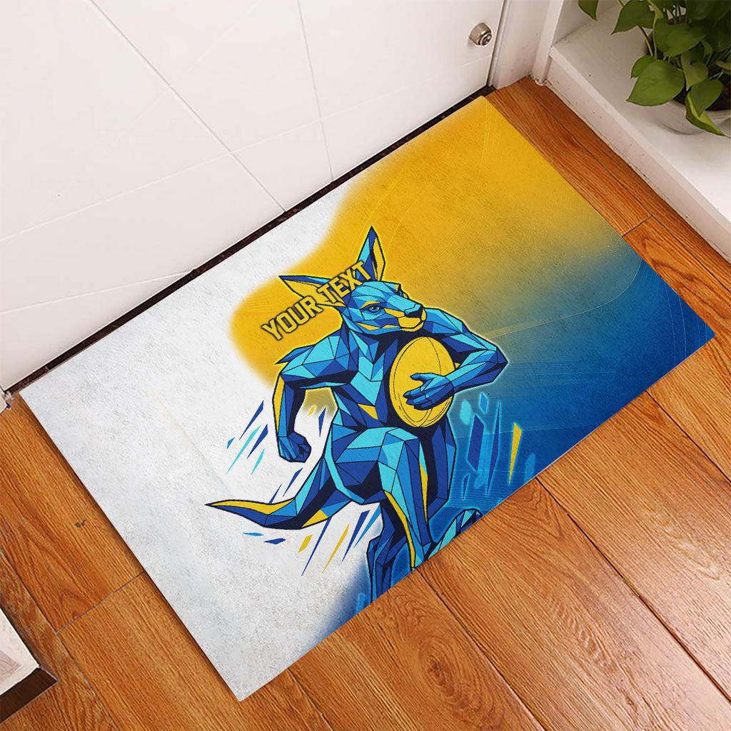 Personalised Australian Oztag Kangaroo Mascot Rubber Doormat Try Tag Triumph Australia Abstract Geometric
