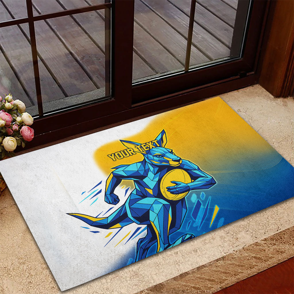 Personalised Australian Oztag Kangaroo Mascot Rubber Doormat Try Tag Triumph Australia Abstract Geometric