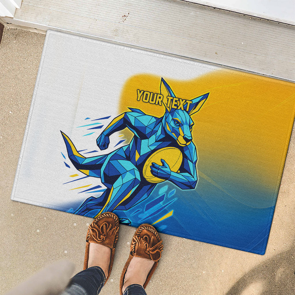 Personalised Australian Oztag Kangaroo Mascot Rubber Doormat Try Tag Triumph Australia Abstract Geometric