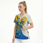 Personalised Australian Oztag Kangaroo Mascot Scrub Top Try Tag Triumph Australia Abstract Geometric