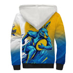Personalised Australian Oztag Kangaroo Mascot Sherpa Hoodie Try Tag Triumph Australia Abstract Geometric