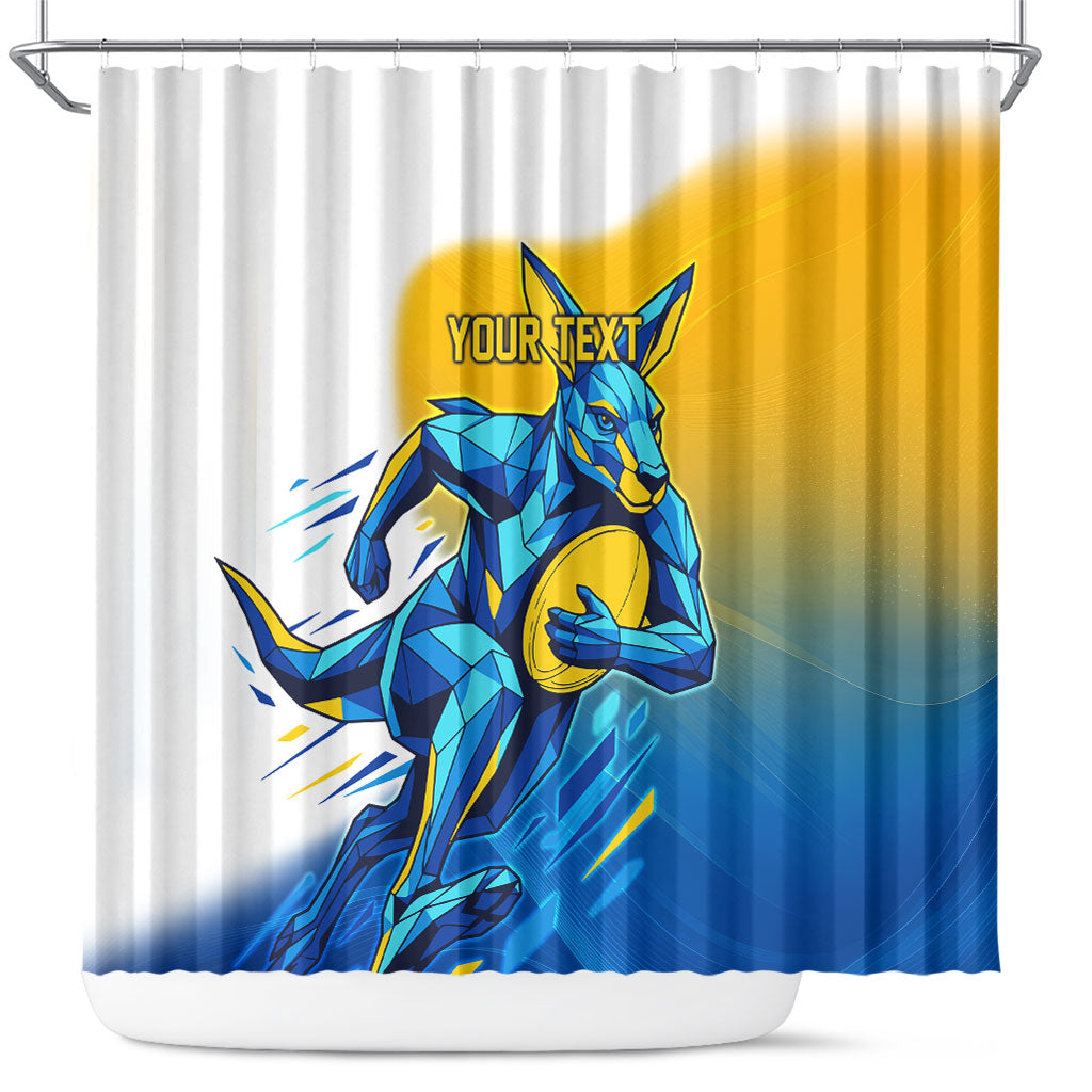 Personalised Australian Oztag Kangaroo Mascot Shower Curtain Try Tag Triumph Australia Abstract Geometric