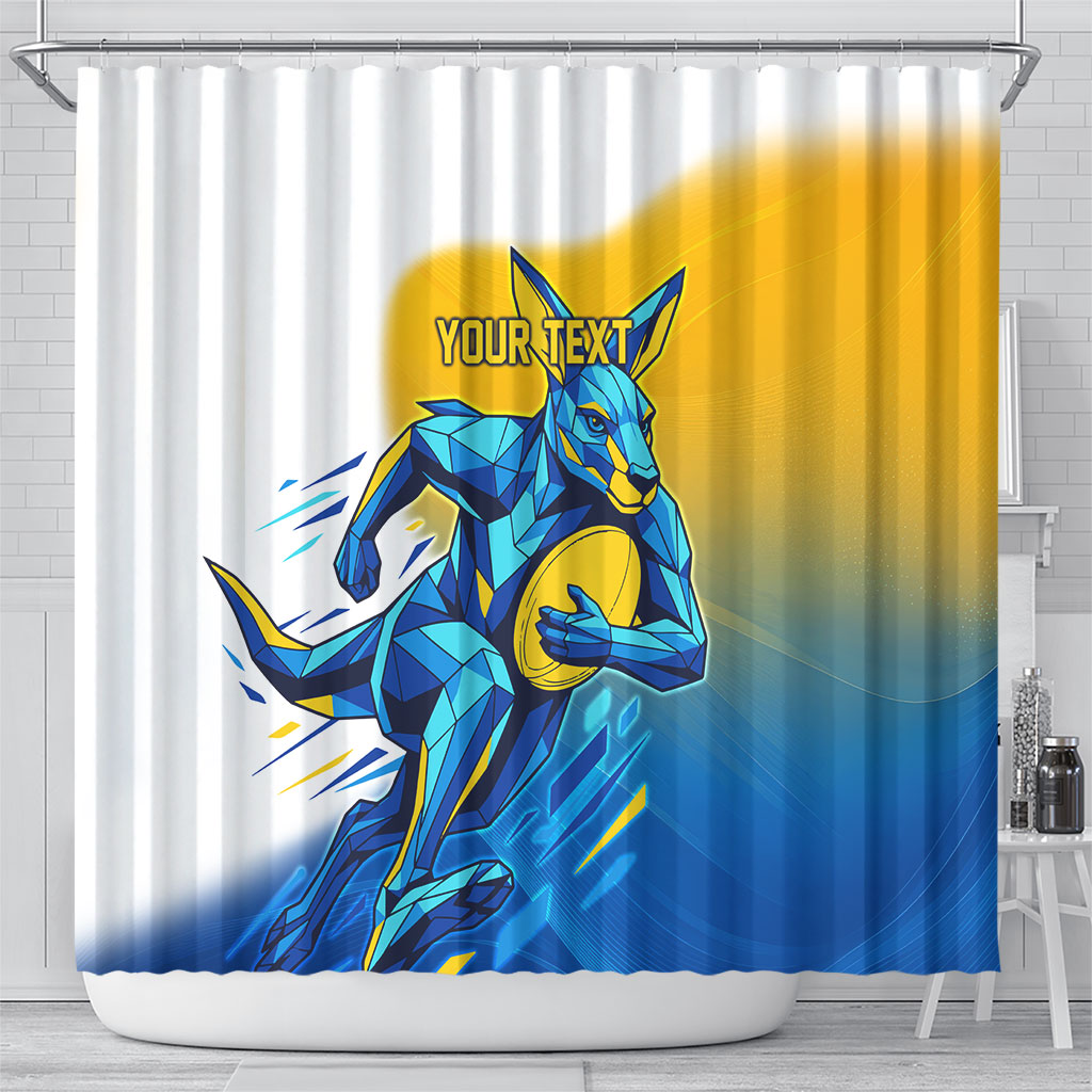 Personalised Australian Oztag Kangaroo Mascot Shower Curtain Try Tag Triumph Australia Abstract Geometric