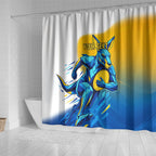 Personalised Australian Oztag Kangaroo Mascot Shower Curtain Try Tag Triumph Australia Abstract Geometric