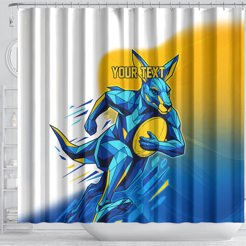 Personalised Australian Oztag Kangaroo Mascot Shower Curtain Try Tag Triumph Australia Abstract Geometric