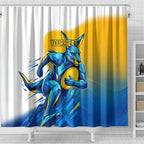Personalised Australian Oztag Kangaroo Mascot Shower Curtain Try Tag Triumph Australia Abstract Geometric