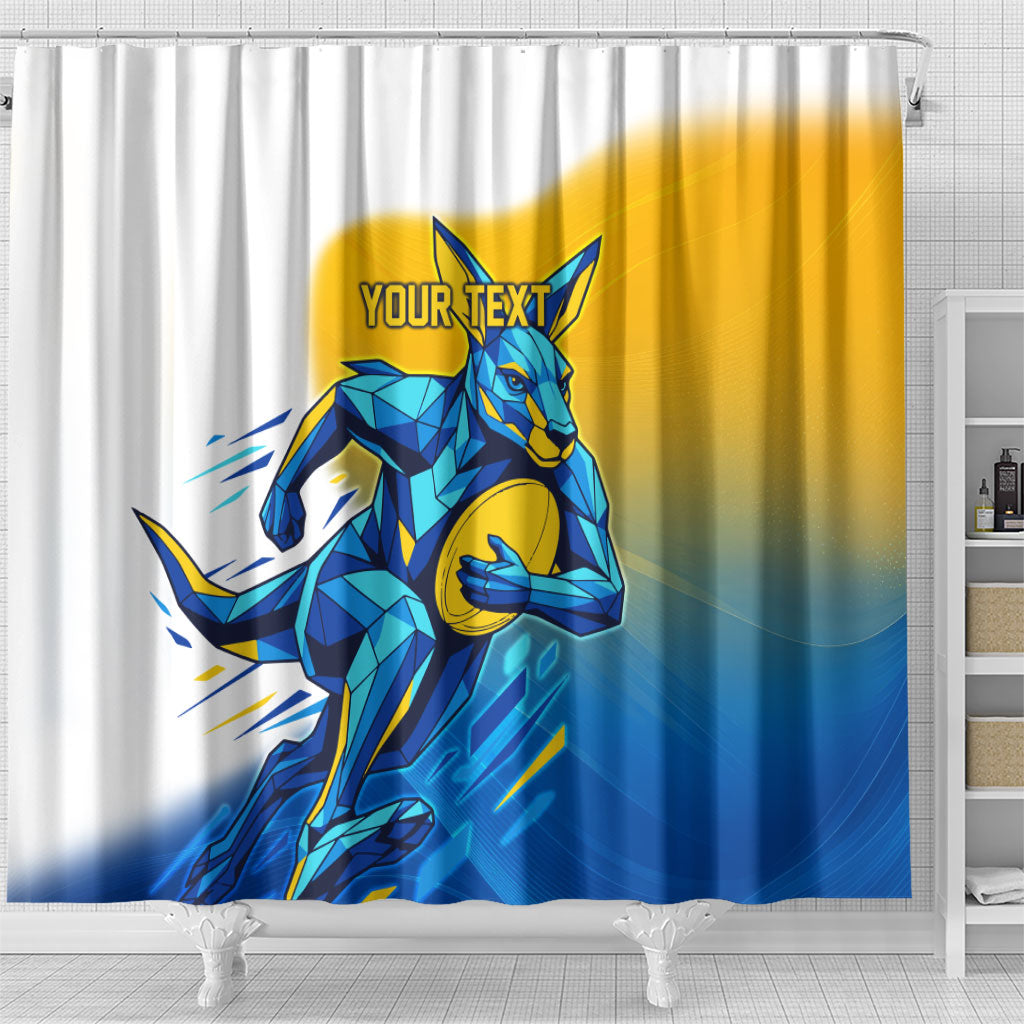 Personalised Australian Oztag Kangaroo Mascot Shower Curtain Try Tag Triumph Australia Abstract Geometric