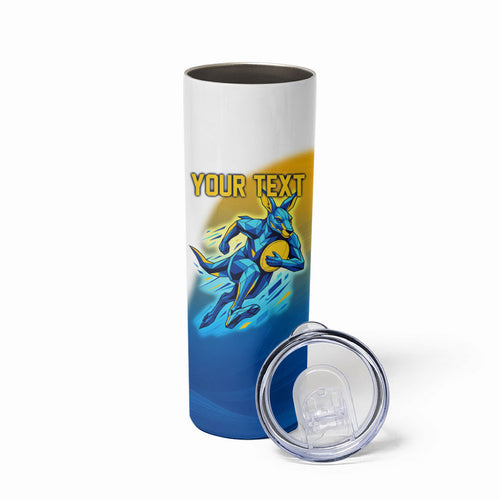 Personalised Australian Oztag Kangaroo Mascot Skinny Tumbler Try Tag Triumph Australia Abstract Geometric