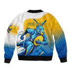 Personalised Australian Oztag Kangaroo Mascot Sleeve Zip Bomber Jacket Try Tag Triumph Australia Abstract Geometric