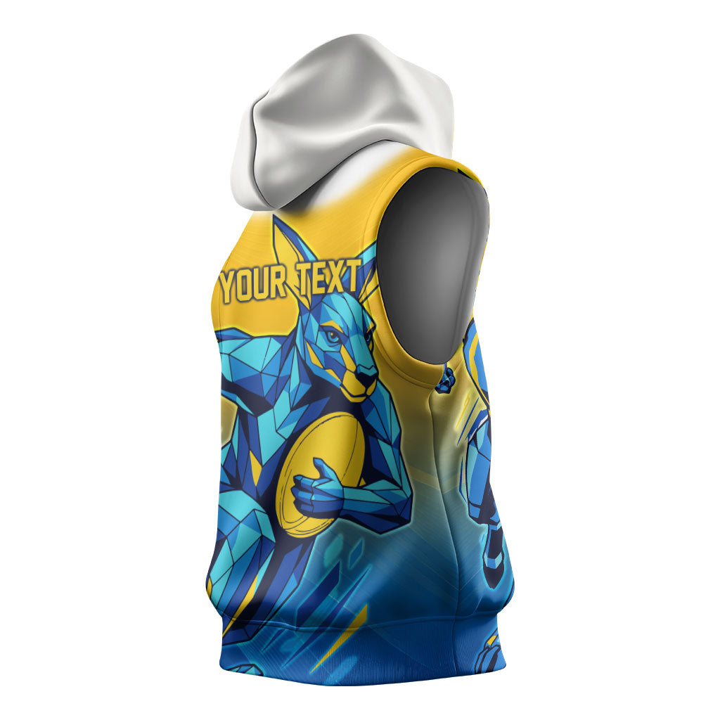Personalised Australian Oztag Kangaroo Mascot Sleeveless Hoodie Try Tag Triumph Australia Abstract Geometric