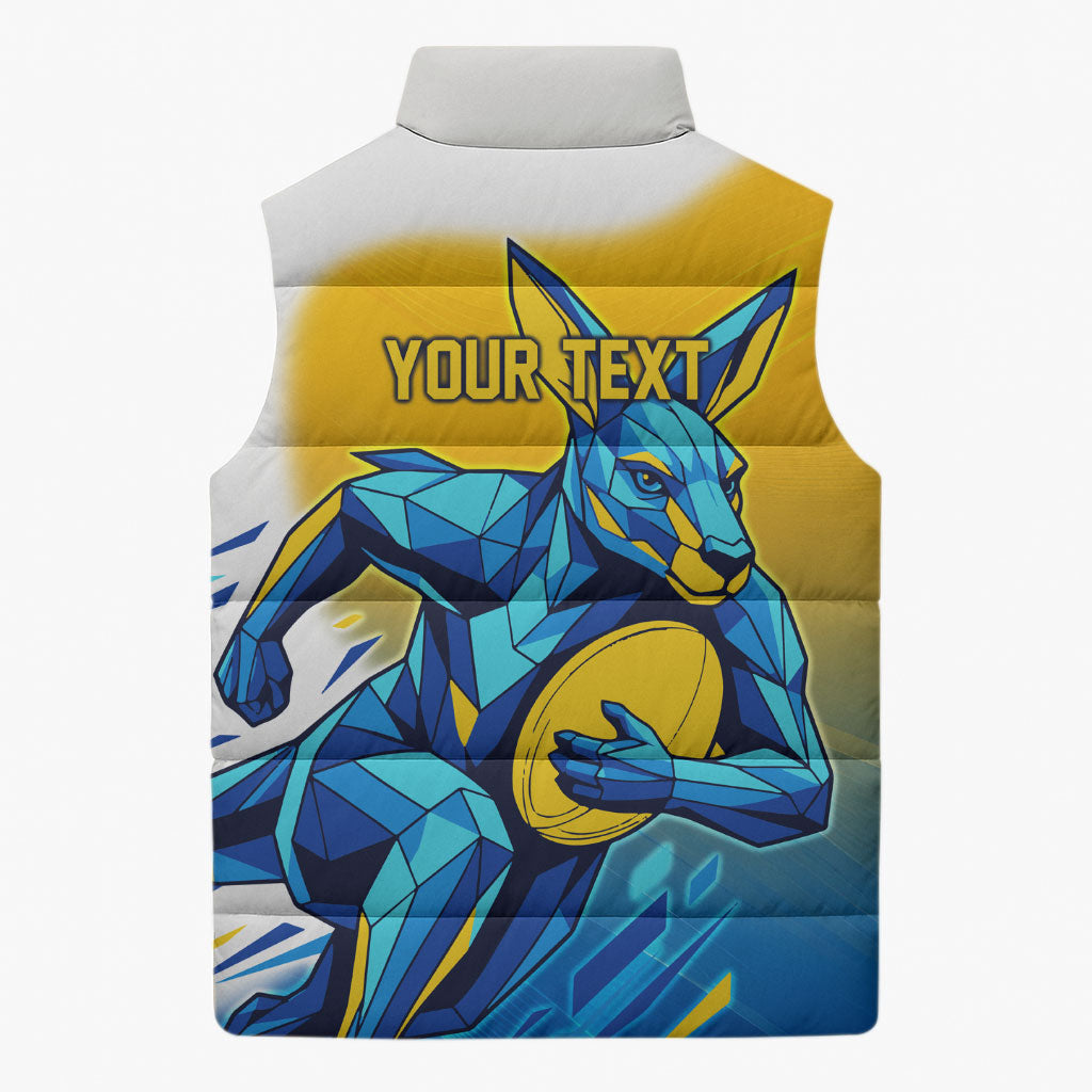 Personalised Australian Oztag Kangaroo Mascot Sleeveless Puffer Jacket Try Tag Triumph Australia Abstract Geometric