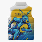 Personalised Australian Oztag Kangaroo Mascot Sleeveless Puffer Jacket Try Tag Triumph Australia Abstract Geometric