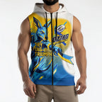 Personalised Australian Oztag Kangaroo Mascot Sleeveless Zip Hoodie Try Tag Triumph Australia Abstract Geometric