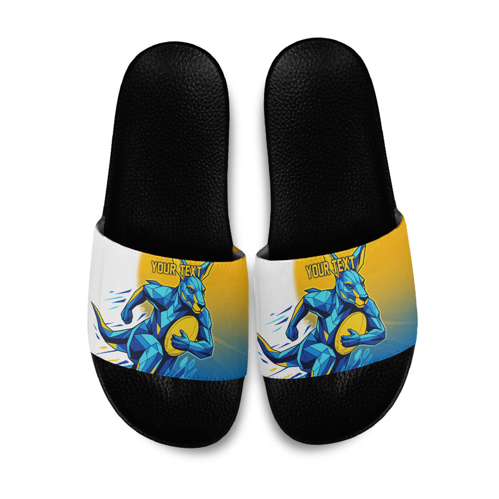 Personalised Australian Oztag Kangaroo Mascot Slide Sandals Try Tag Triumph Australia Abstract Geometric