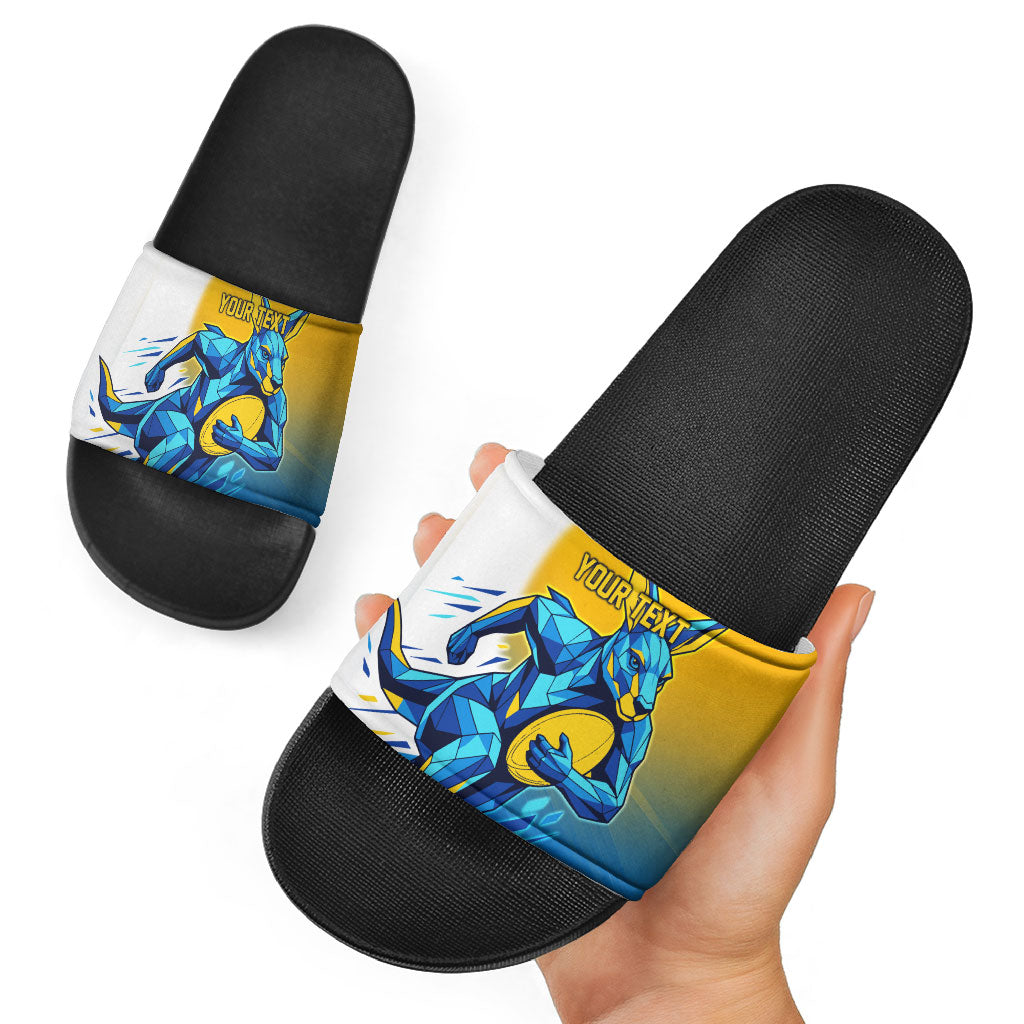 Personalised Australian Oztag Kangaroo Mascot Slide Sandals Try Tag Triumph Australia Abstract Geometric